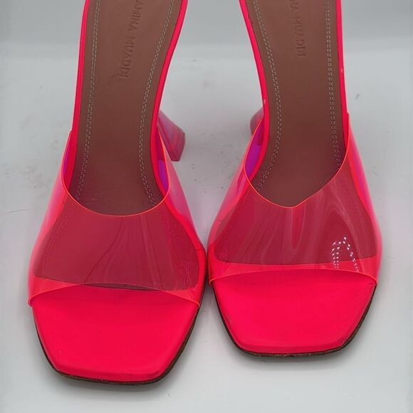 Amina Muaddi Lupita Glass Slide Sandals PVC Pink Size 39/ US 9 - Picture 4 of 12